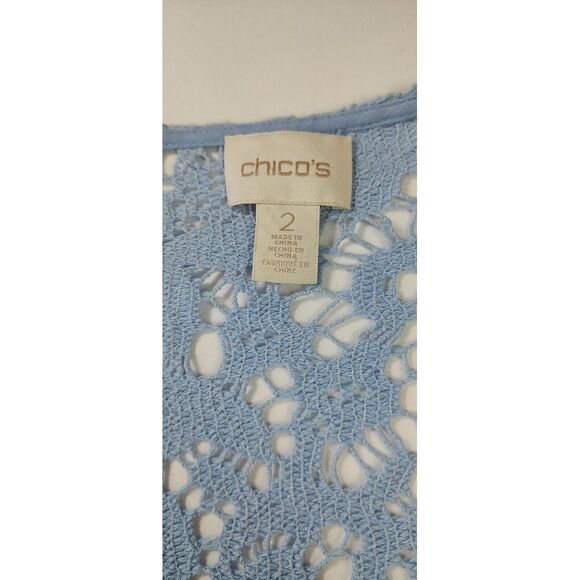 Chico's Lovely Lace Mix Duster Jacket Size 2 Large With Scarf - Picture 6 of 9
